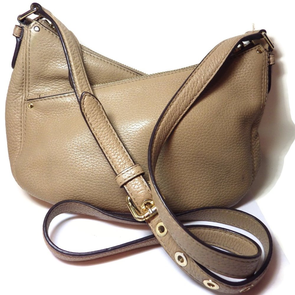 Michael Kors Tan Leather Handbag Shoulder Bag Double Zipper